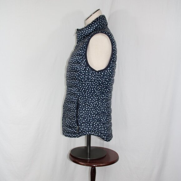 TOMMY HILFIGER Women's Polka Dots Puffer Vest Navy and White, Size M Lightweight - Picture 5 of 9